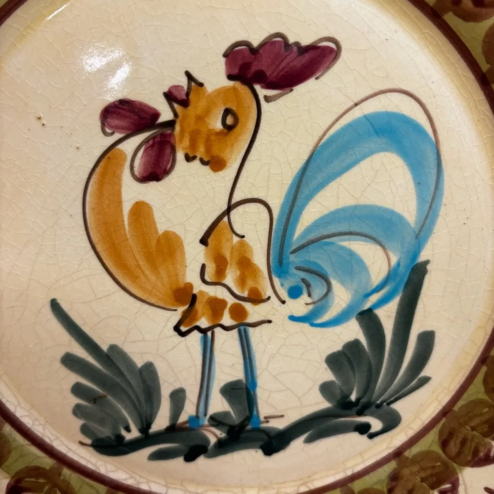 Vintage Lamas Pottery - Made In Italy Ceramic Rooster Plate - 11” Diameter